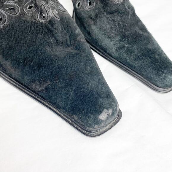 Vintage Wet Seal Square Toe Laser Cut Mules - Picture 3 of 6